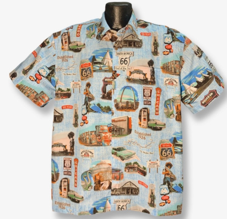 Route 66  Centennial Hawaiian Shirt- Made in USA- 100% Cotton